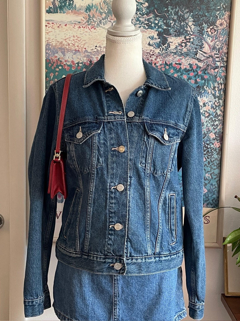 Gap Denim Jacket Womens Medium Trucker Medium Wash Cotton Classic Western 90s